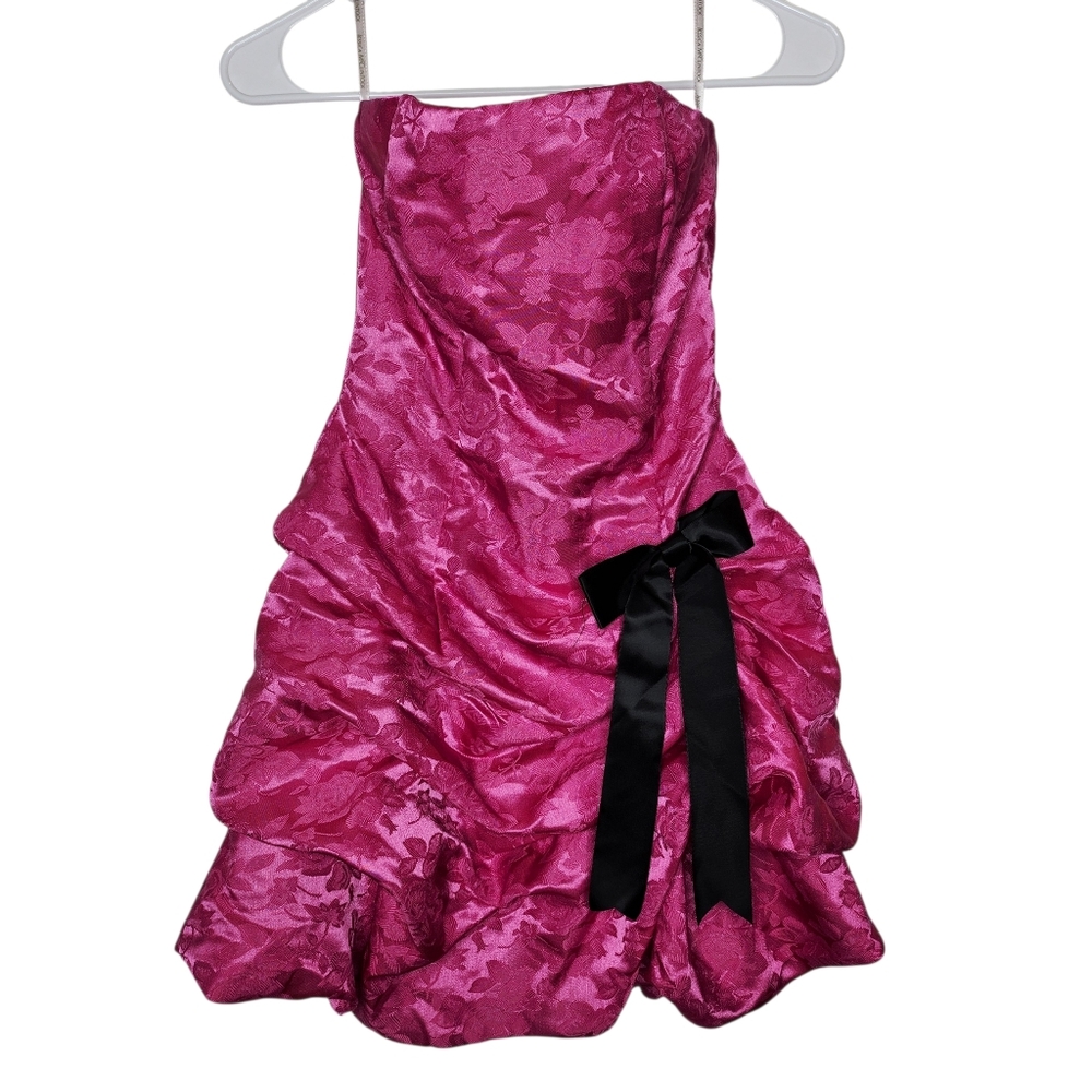 Gunne Sax Jessica Mcclintock Hot Pink Bubble Strapless Prom Dress Vintage